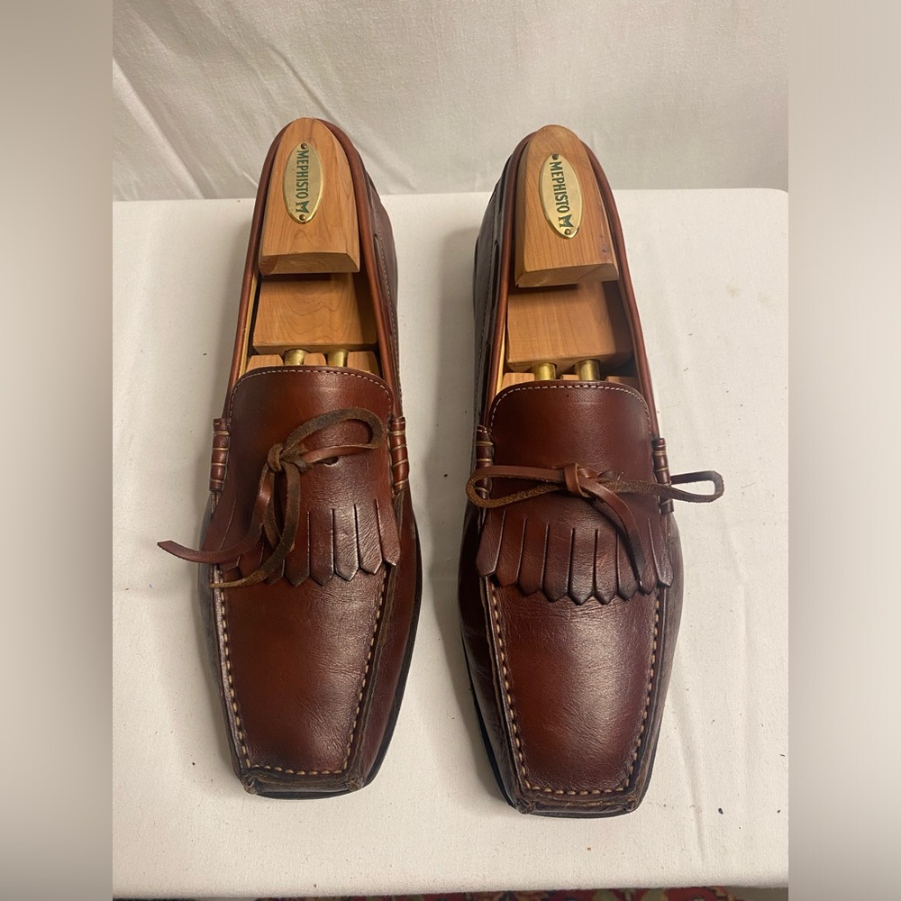Santoni square toe Brown Leather Loafer Men’s 11 D - Picture 8 of 10